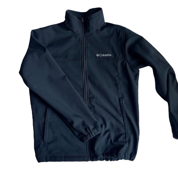 Columbia Softshell Zip-Up Jacket Black Medium Fleece-Lined Athletic - Picture 1 of 7